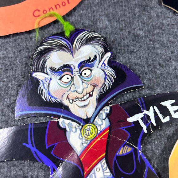 Halloween Ephemera Lot Cards Felt Cat Die Cut Children's Art 6 Items Dracula Bat - Picture 5 of 16